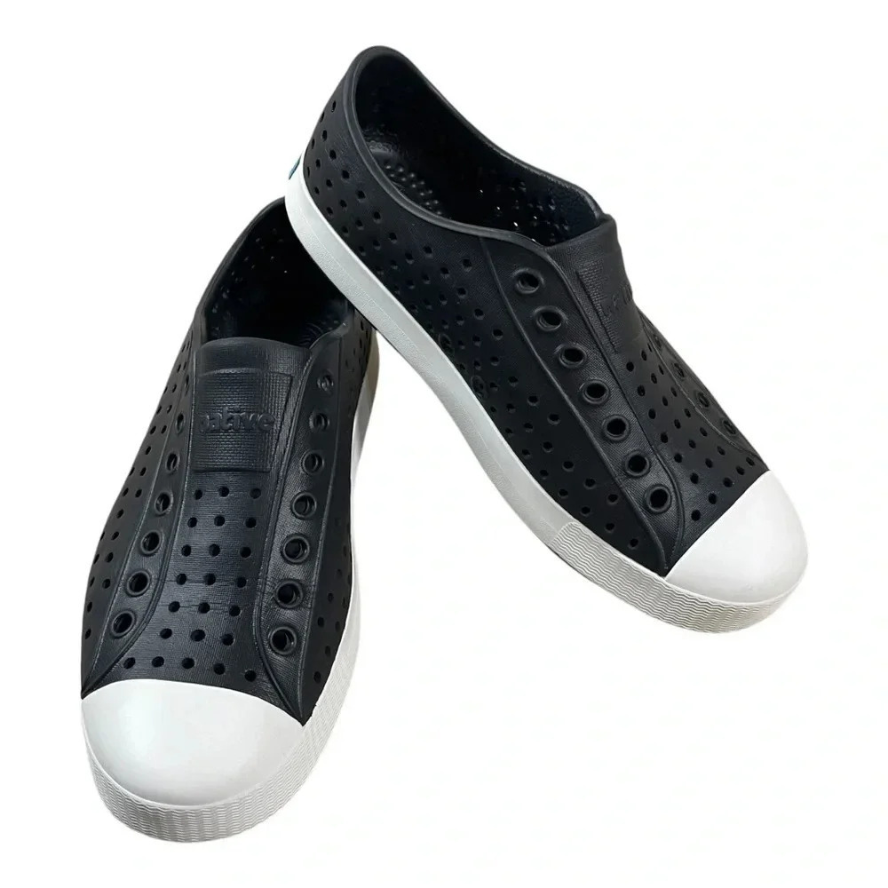 Native Jefferson Black White Slip On Comfort Water Shoes Unisex Mens 5 Womens 7